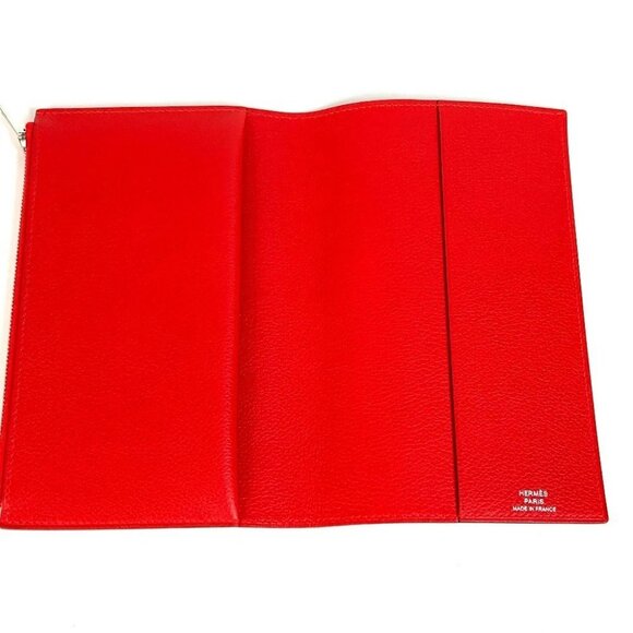 HERMES Notepad "EA Zip" PM Notebook case cover Evercolor Rouge Ladue Red Unused - Picture 9 of 12